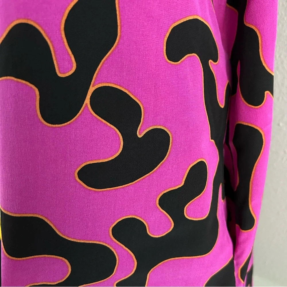 Diane Von Furstenberg DVF 100% Silk Firebird Print Shift Shirt Dress Size 10 - Picture 8 of 11
